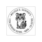 Cute Tiger Cub Round Address Gummistempel (Prägung)