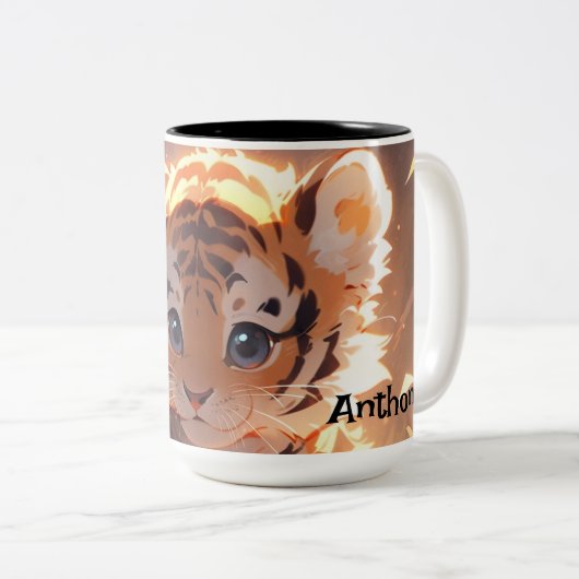 Cute Tiger Cub Zweifarbige Tasse (VorderseiteRechts)