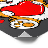 Cute Tiger Holding Heart Kawaii Valentines Day Men Poster (Ecke)