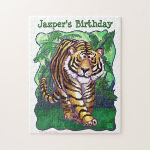 Cute Tiger Personalized Birthday Party Puzzle