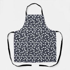 Cute tiny white flower pattern dark blue pattern schürze
