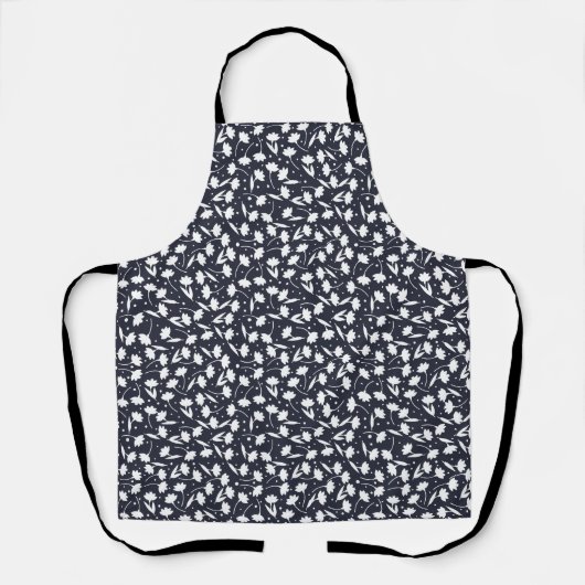 Cute tiny white flower pattern dark blue pattern schürze (Vorderseite)