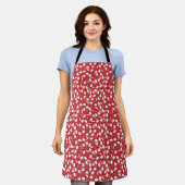 Cute tiny white flower pattern red pattern schürze (Getragen)