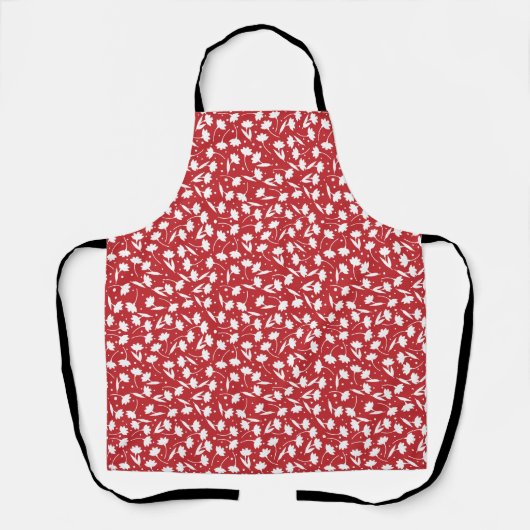 Cute tiny white flower pattern red pattern schürze (Vorderseite)