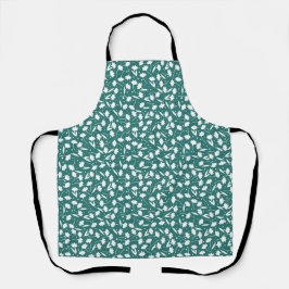Cute tiny white flower pattern turquoise pattern schürze