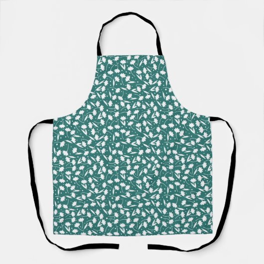 Cute tiny white flower pattern turquoise pattern schürze (Vorderseite)