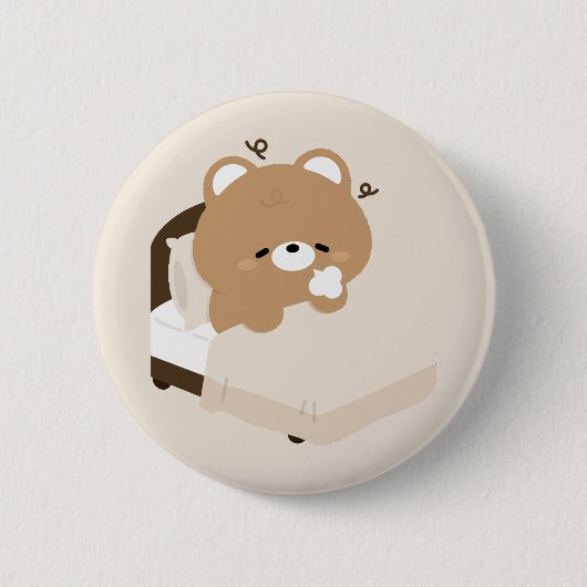 Cute Tired Brown Bear Button (Vorderseite)