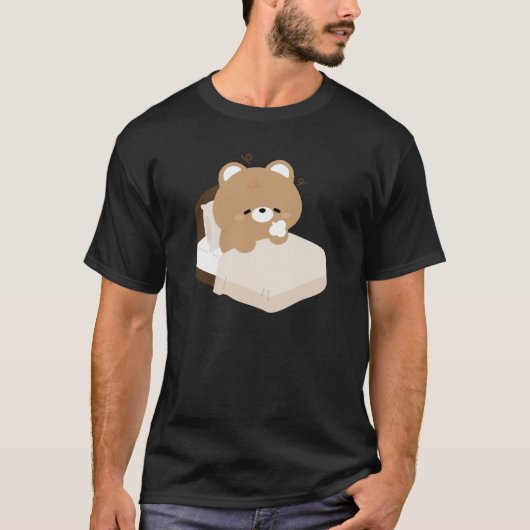 Cute Tired Brown Bear T-Shirt (Vorderseite)