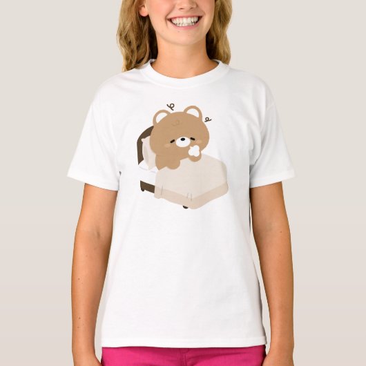 Cute Tired Brown Bear T-Shirt (Vorderseite)