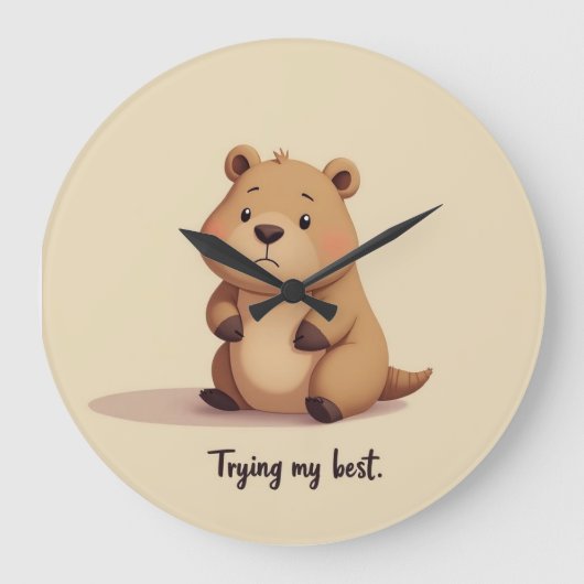 Cute tired capybara Große Wanduhr (Vorderseite)