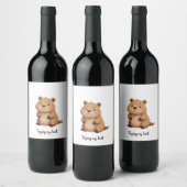 Cute tired capybara weinetikett (Flaschen)