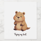 Cute tired capybara weinetikett (Einzelnes Label)