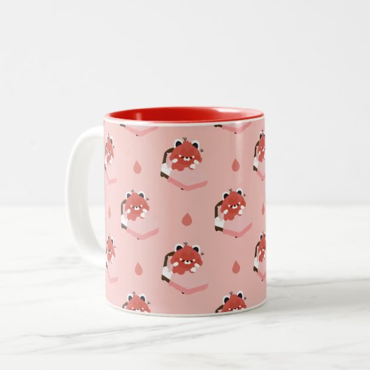 Cute Tired Red Panda Zweifarbige Tasse (Vorderseite Links)
