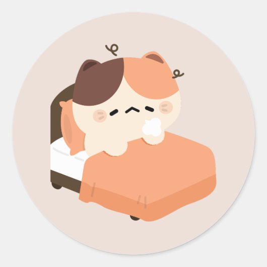 Cute Tired Tortie Cat  Runder Aufkleber (Vorderseite)