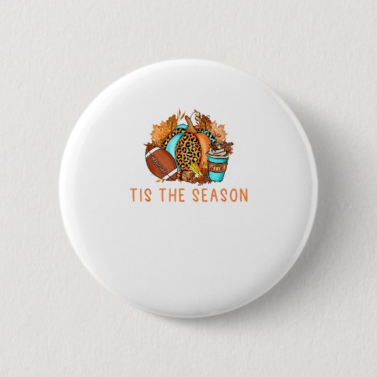 Cute Tis The Season Pumpkin Spice Latte Fall Footb Button (Vorderseite)