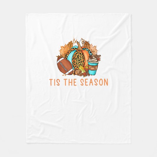 Cute Tis The Season Pumpkin Spice Latte Fall Footb Fleecedecke (Vorderseite)