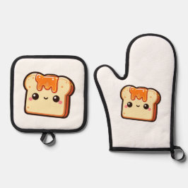 Cute Toast  Ofenhandschuh & Topflappen-Set