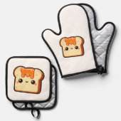 Cute Toast  Ofenhandschuh & Topflappen-Set (Vorderseite/Rückseite)