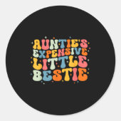 Cute Toddler Boy Girl Funny Aunties Expensive Litt Runder Aufkleber (Vorderseite)