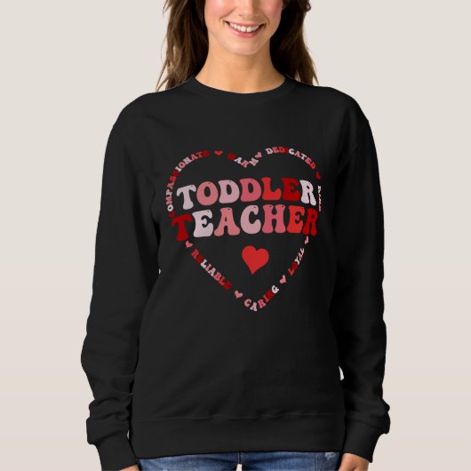 Cute Toddler Teacher Assistant Valentines Day Hear Sweatshirt (Vorderseite)