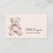 Cute Toile Teddy Bear Daycare Visitenkarte (Vorderseite)