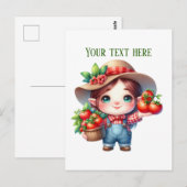 Cute tomato gnome customizable postkarte (Vorne/Hinten)