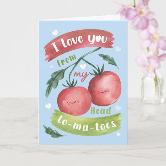 Cute Tomato Valentine’s Card – Head to-Ma-Toes Karte (Orchidee)