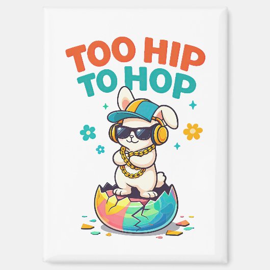 Cute Too Hip to Hop Bunny Illustration Magnet (Vorderseite)
