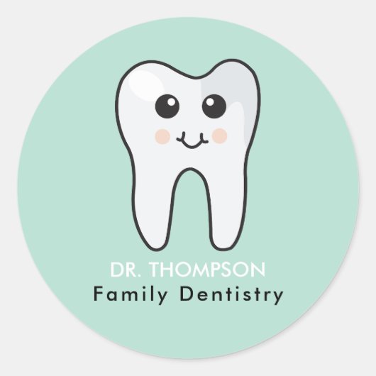 Cute Tooth Family Dentistry Runder Aufkleber (Vorderseite)