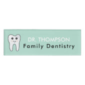 Cute Tooth Teal Mint Dentist Doctor Namenschild (Vorderseite)