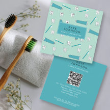 Cute Tooth Teal Mint Dentist QR Code Social Media