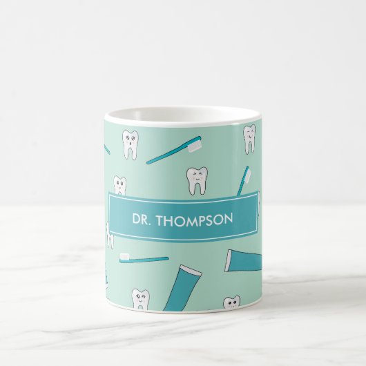 Cute Tooth Teal Mint Toothpaste Toothbrush Doctor Kaffeetasse (Mittel)