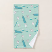 Cute Tooth Teal Mint Toothpaste Toothbrush Pattern Badhandtuch Set (Handtuch)