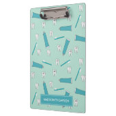 Cute Tooth Teal Mint Toothpaste Toothbrush Pattern Klemmbrett (Links)