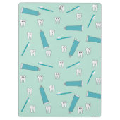 Cute Tooth Teal Mint Toothpaste Toothbrush Pattern Klemmbrett (Rückseite)