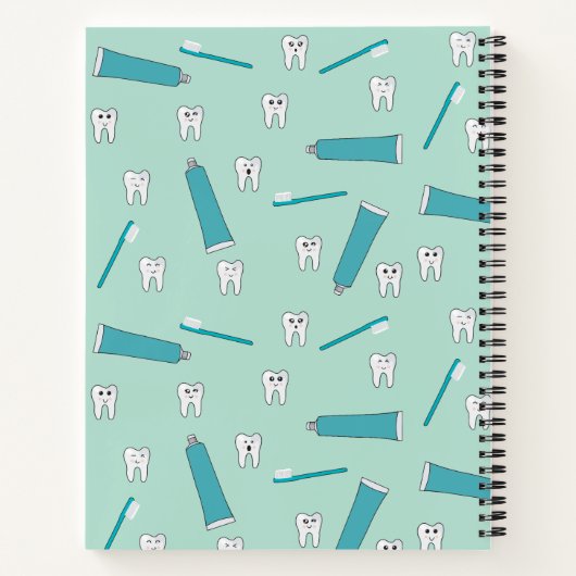 Cute Tooth Teal Mint Toothpaste Toothbrush Pattern Notizblock (Rückseite)