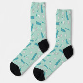 Cute Tooth Teal Mint Toothpaste Toothbrush Pattern Socken (Linkes Detail)