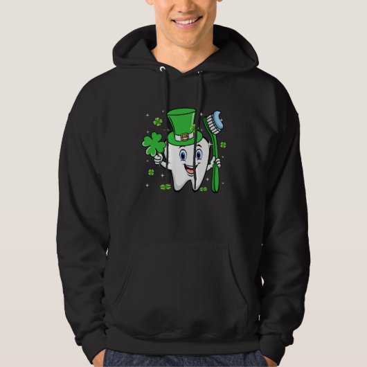 Cute Tooth With Hat Dental Assistant  St Patricks  Hoodie (Vorderseite)