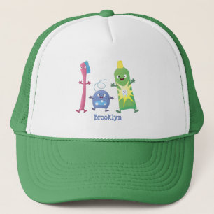 Cute toothbrush toothpaste dental floss cartoon truckerkappe