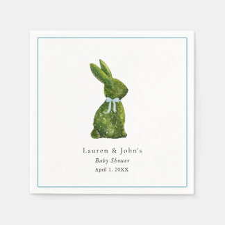 Cute Topiary Rabbit Boy Baby Shower  Serviette