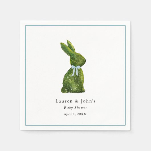Cute Topiary Rabbit Boy Baby Shower  Serviette (Vorderseite)