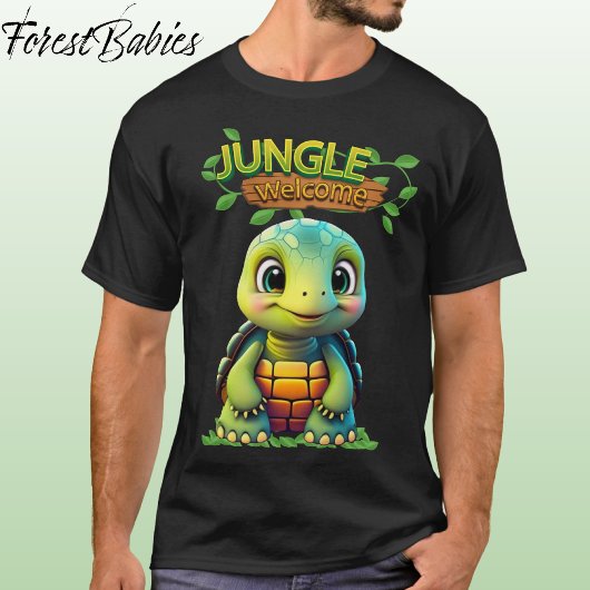 Cute Tortoise Box Turtle Animal Character Black 🐢 T-Shirt