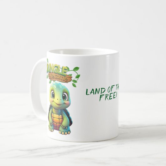 Cute Tortoise Land of the Free Whimsical Turtle 🐢 Kaffeetasse (Vorderseite Links)