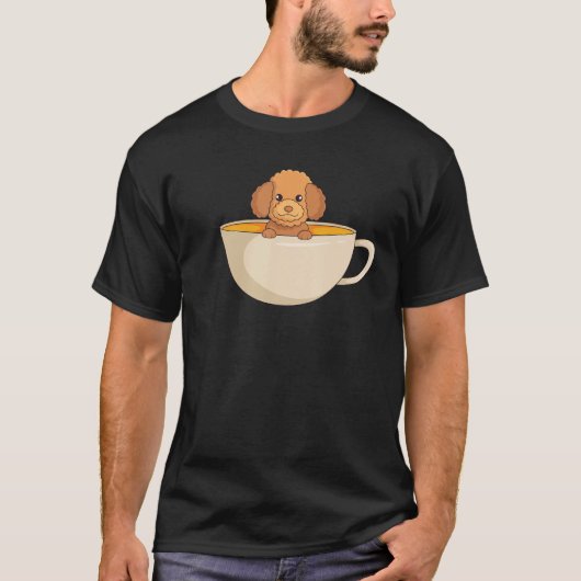Cute Toy Poodle In a Coffee Cup Coffee Fan Dog T-Shirt (Vorderseite)