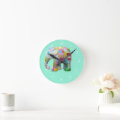 Cute toy retro elephant whimsical colourful runde wanduhr (Zuhause)