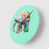 Cute toy retro elephant whimsical colourful runde wanduhr (Winkel)