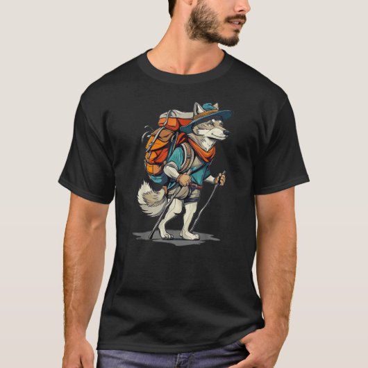 Cute Trailblazer Wolf Hiking Trail Trek Journey Fo T-Shirt (Vorderseite)