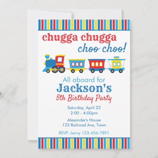 Cute Train Birthday Einladung (Vorderseite)
