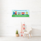 Cute Train Birthday Party Banner (Insitu)