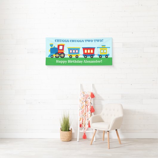 Cute Train Birthday Party Banner (Insitu)